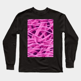 In October We Wear Pink - Pink Awerness Ribbons, best pattern for Pinktober! #12 Long Sleeve T-Shirt